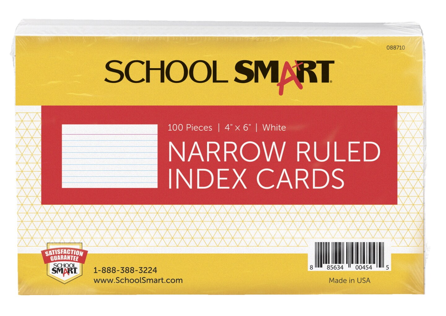 School Smart 90 Ruled Index Card, 4 x 6 Inches, White, Pack of 100