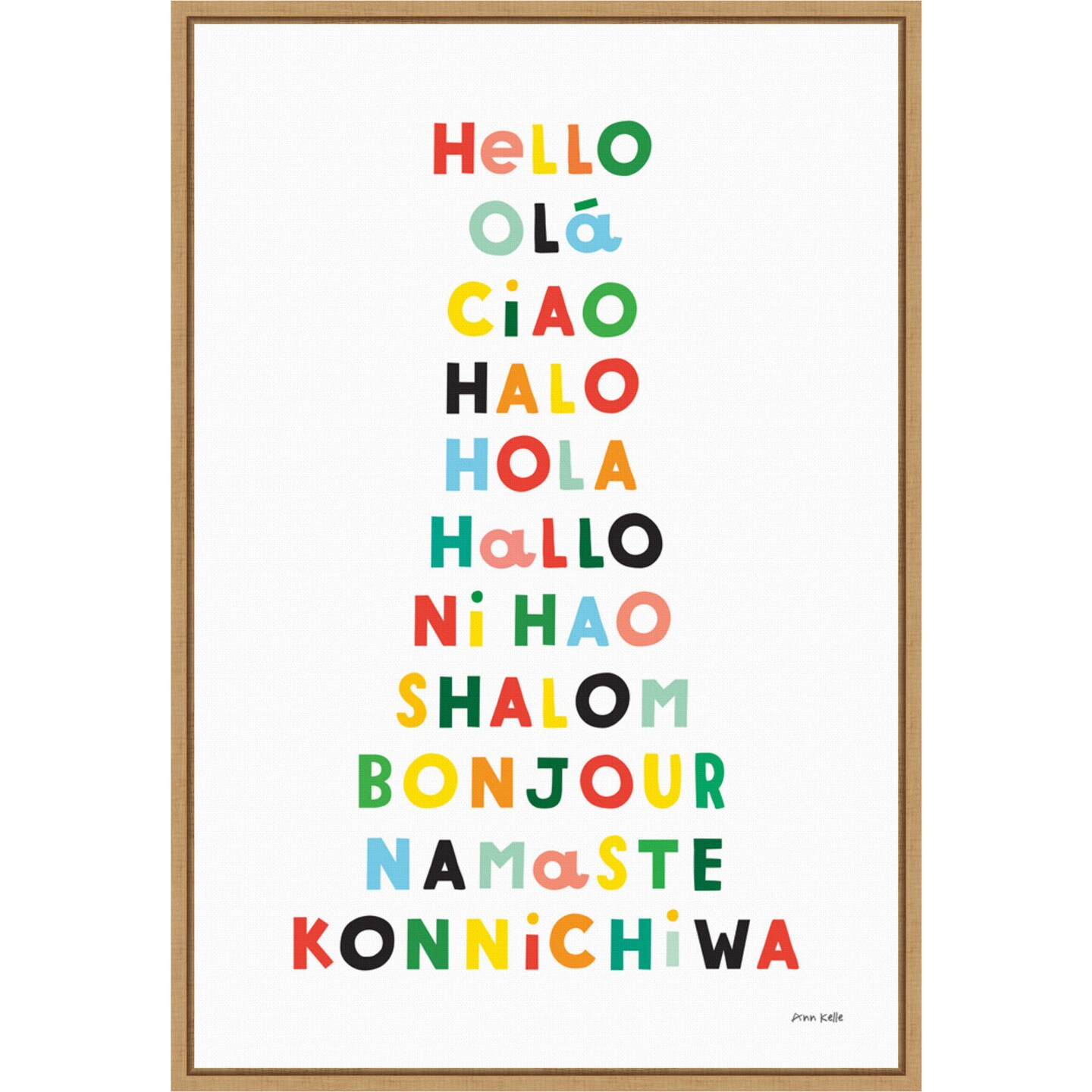 Language of Hellos by Ann Kelle 16-in. W x 23-in. H. Canvas Wall Art Print Framed in Natural