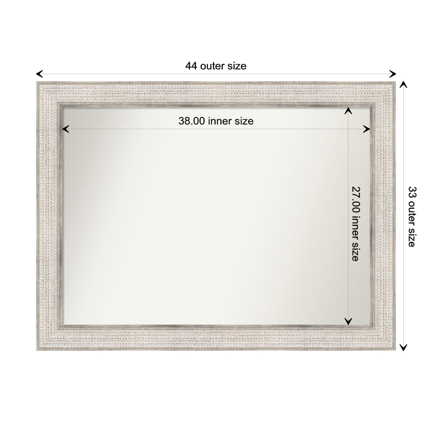 Amanti Art Non-Beveled Wood Wall Mirror, Trellis Silver Frame