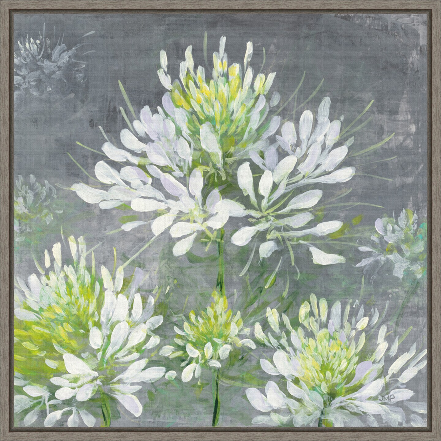 Farmhouse Cleome I by Julia Purinton 16-in. W x 16-in. H. Canvas Wall Art Print Framed in Grey