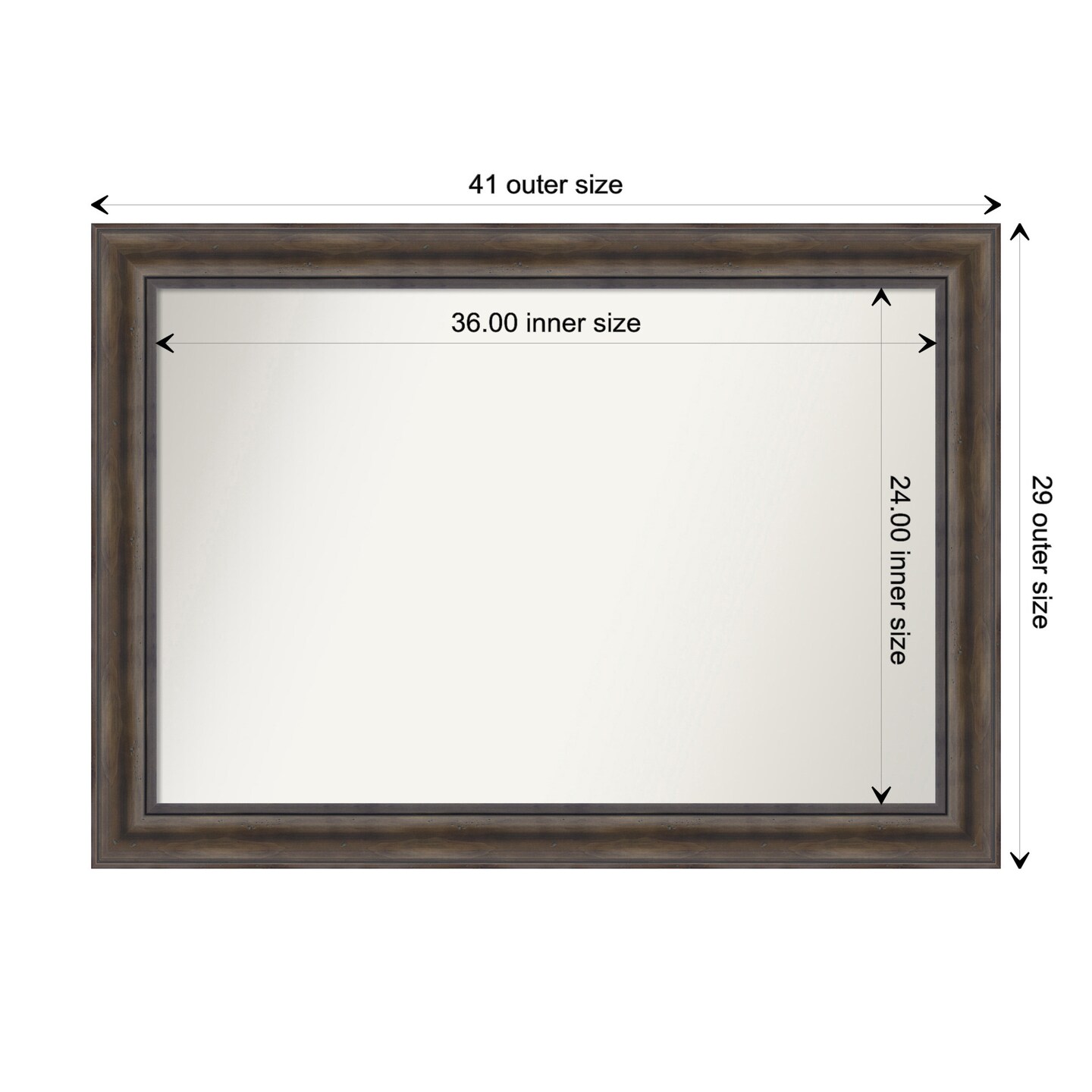 Amanti Art Non-Beveled Wood Wall Mirror, Rustic Pine Frame