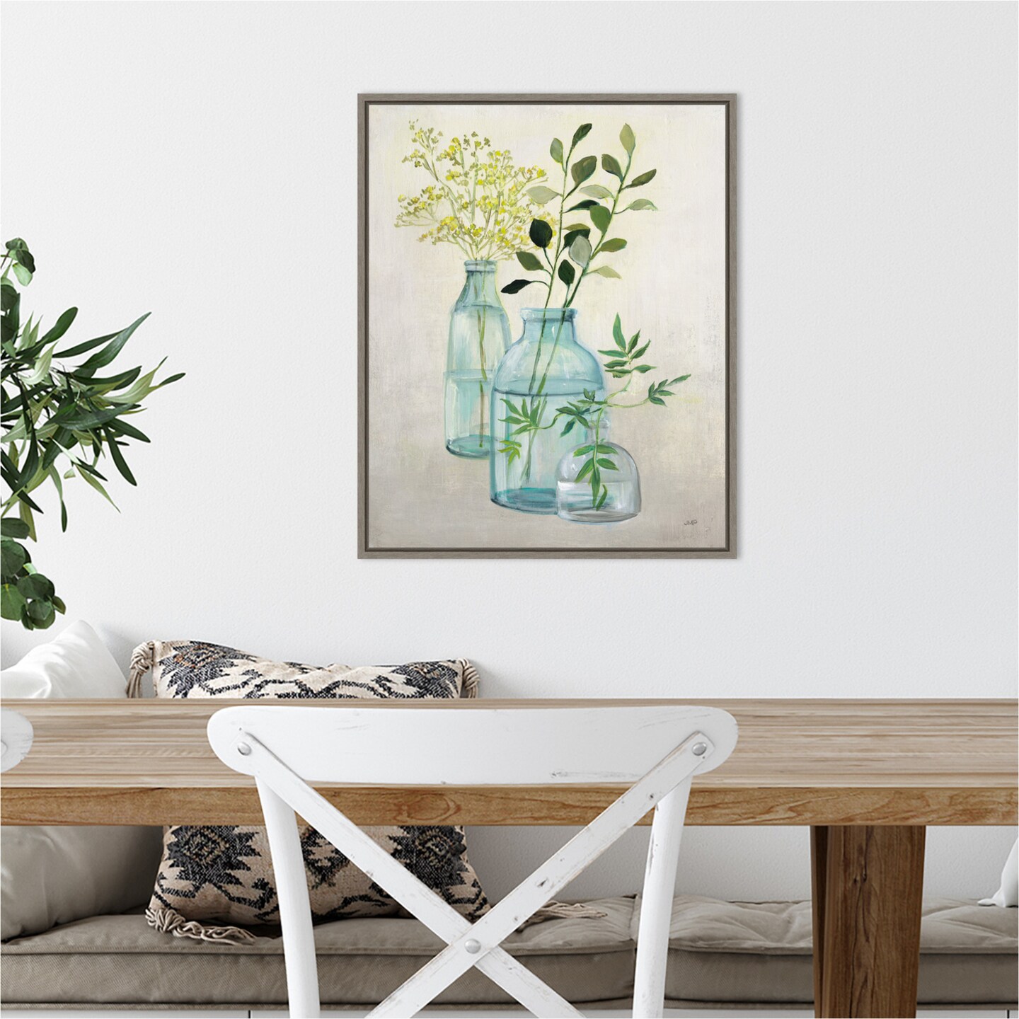 Woodland Greenery II by Julia Purinton 16-in. W x 20-in. H. Canvas Wall Art Print Framed in Grey