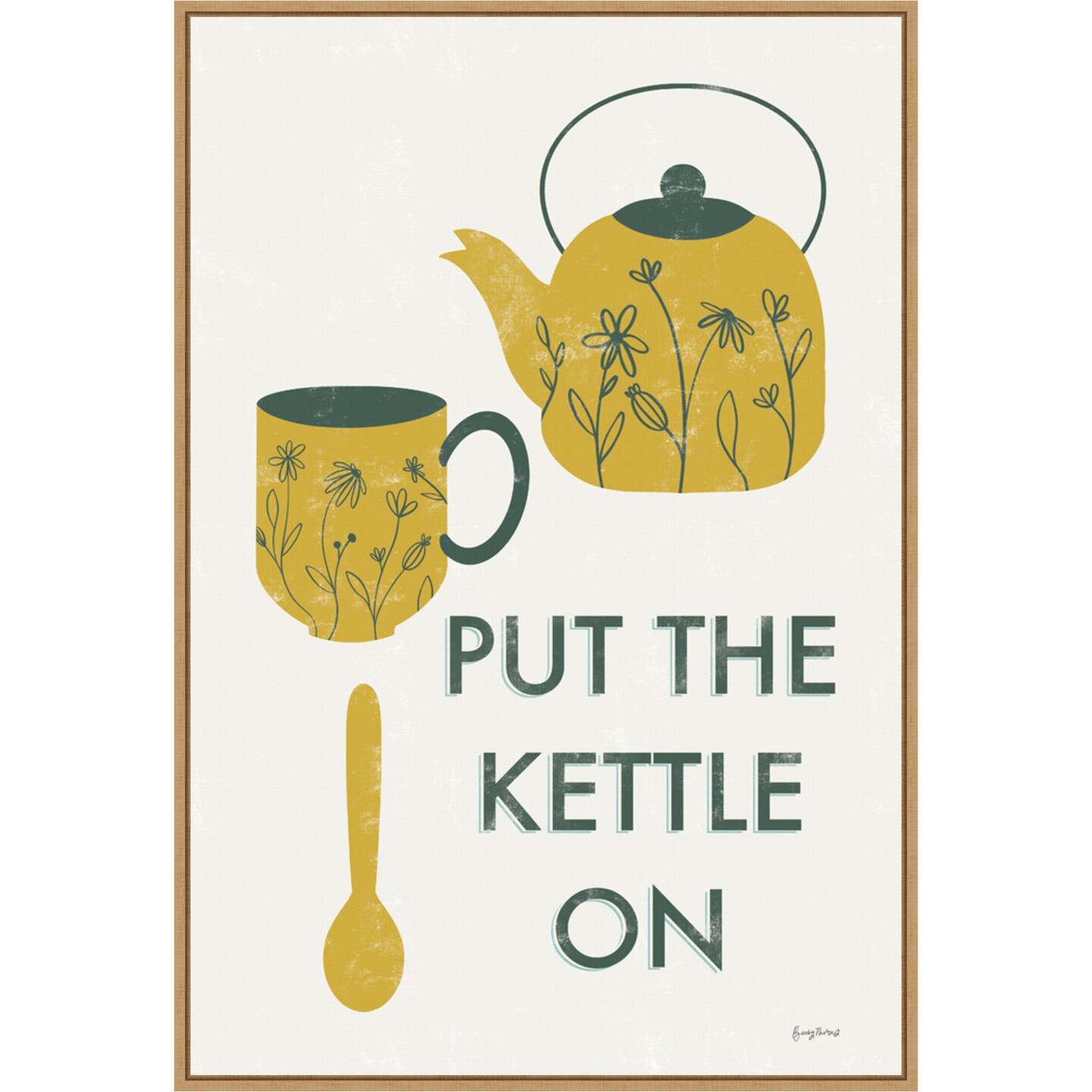 Retro Kitchen Coffee IV by Becky Thorns 23-in. W x 33-in. H. Canvas Wall Art Print Framed in Natural