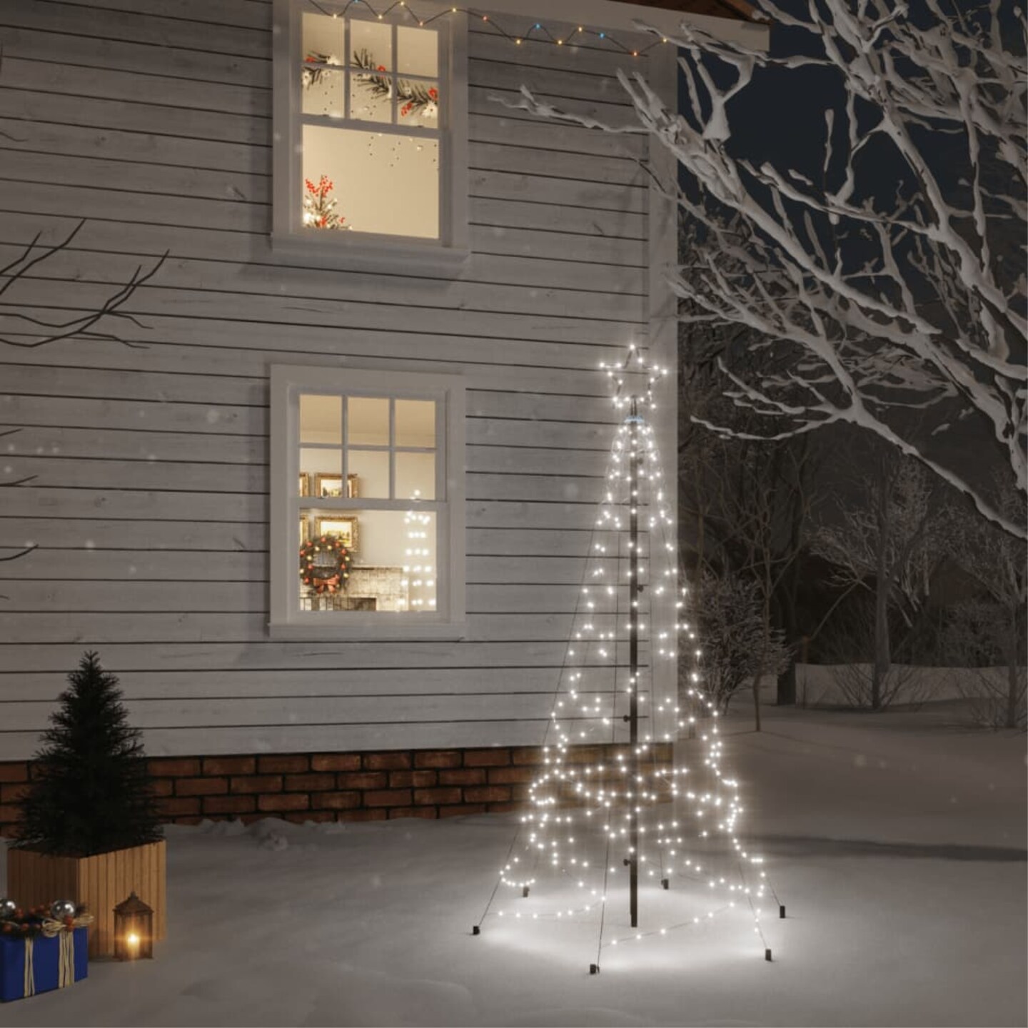 vidaXL Christmas Tree with Spike Cold White 200 LEDs 70.9