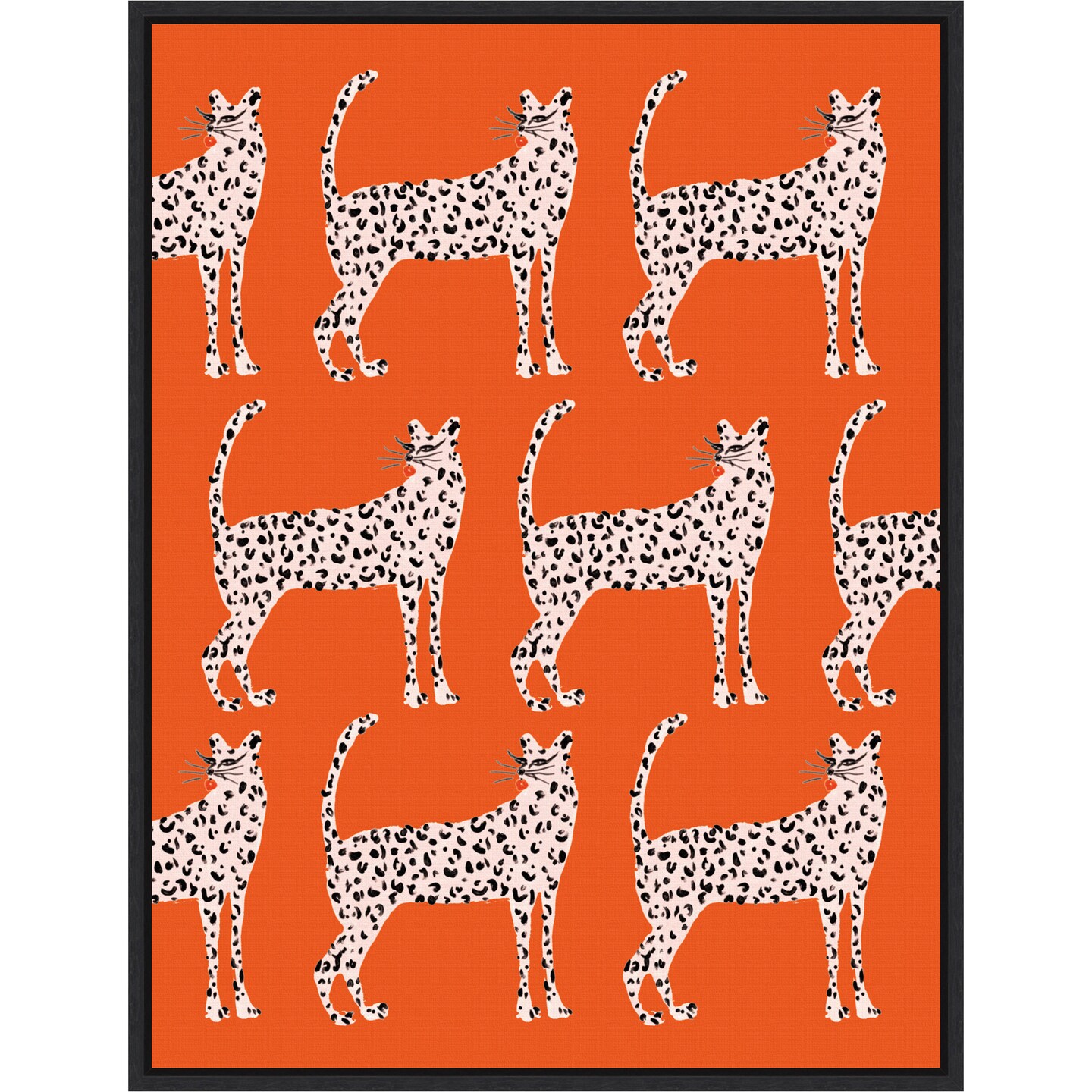 Sassy Pink Cheetahs by Kendra Dandy 18-in. W x 24-in. H. Canvas Wall Art Print Framed in Black