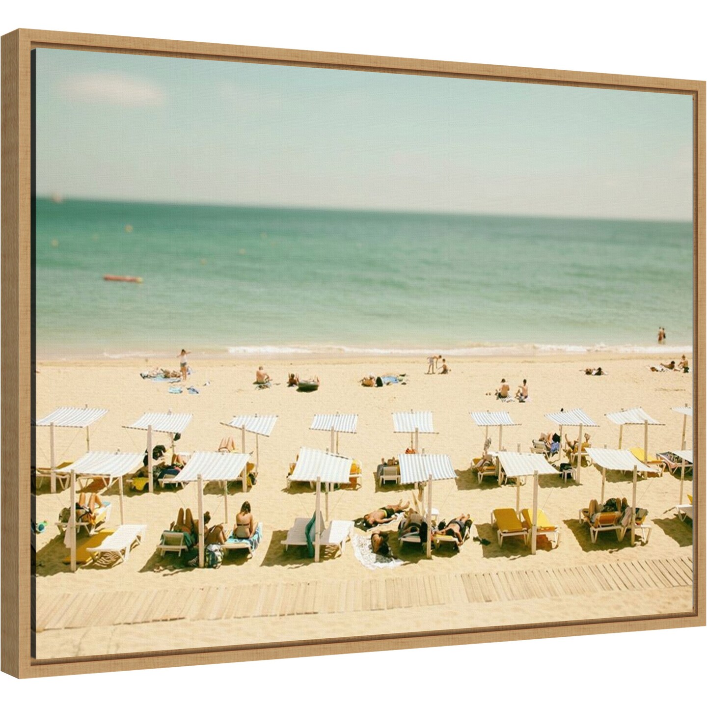 Seaside 3 (Beach) by Carina Okula 24-in. W x 18-in. H. Canvas Wall Art Print Framed in Natural