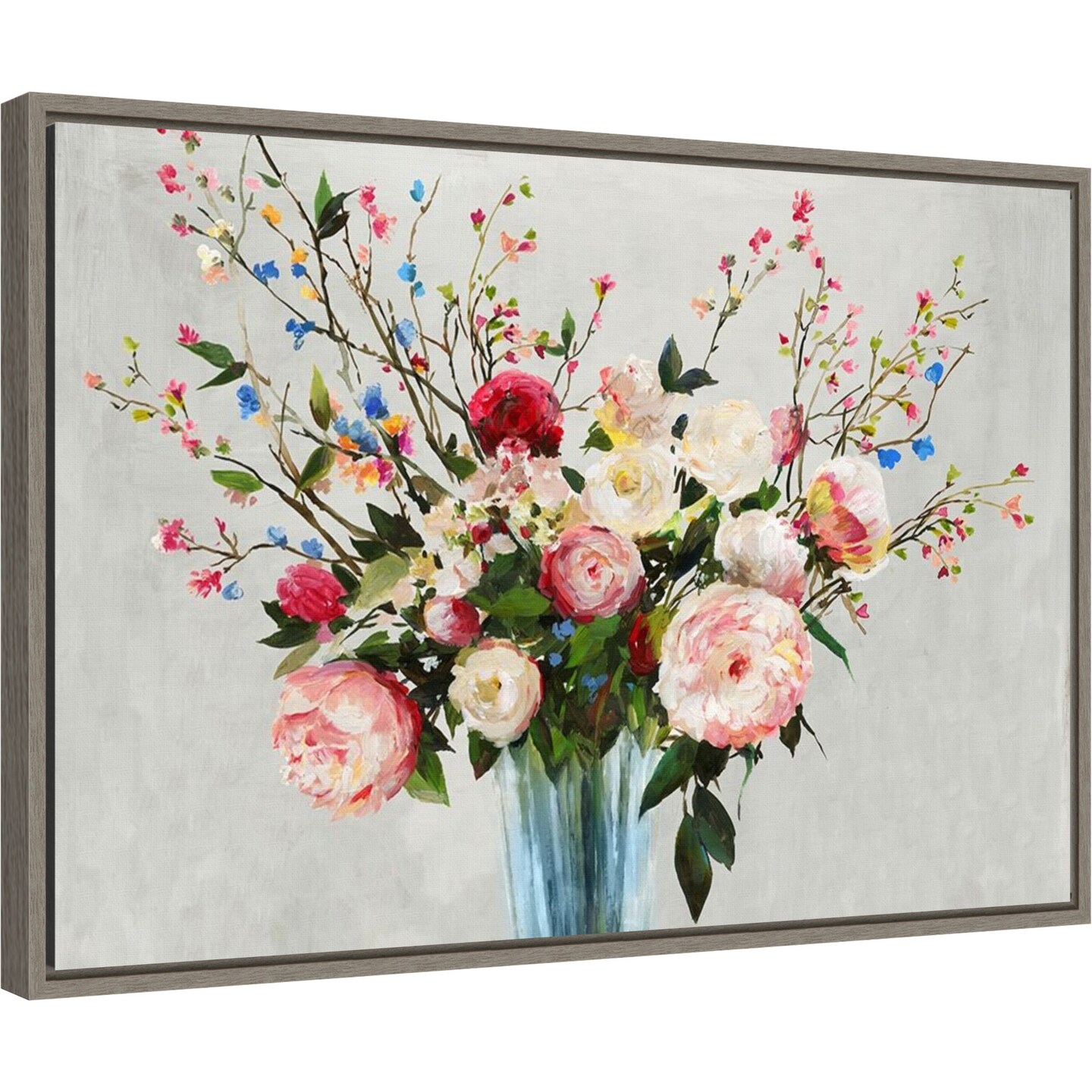 Grenada Flowers by Allison Pearce 23-in. W x 16-in. H. Canvas Wall Art Print Framed in Grey