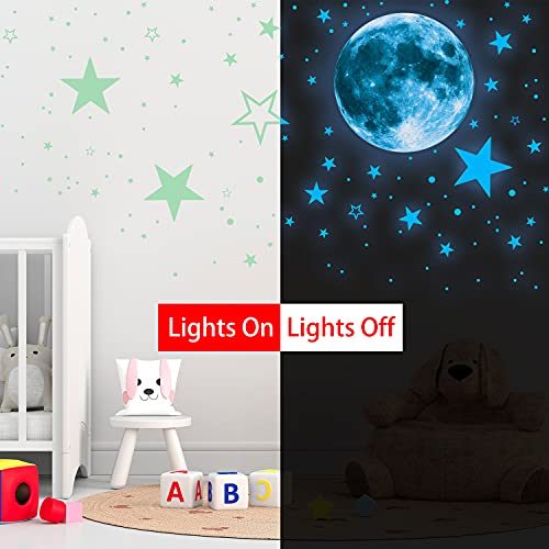 VUDECO 1109 Piece Glow In The Dark Stars and Moon Sticker for Kids Room Decor