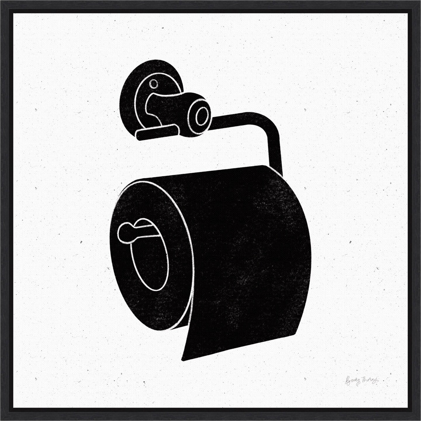 Bathroom V Black by Becky Thorns 16-in. W x 16-in. H. Canvas Wall Art Print Framed in Black