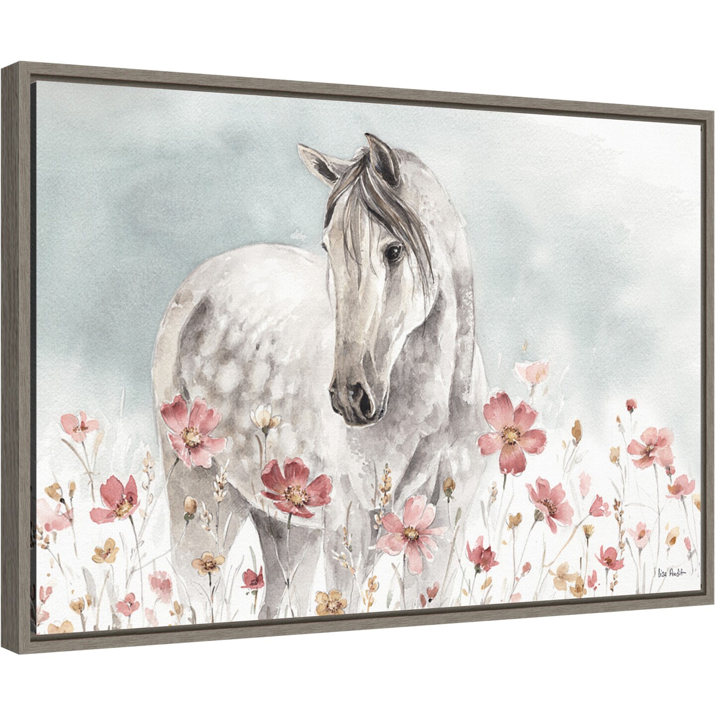 Wild Horses I by Lisa Audit 23-in. W x 16-in. H. Canvas Wall Art Print Framed in Grey