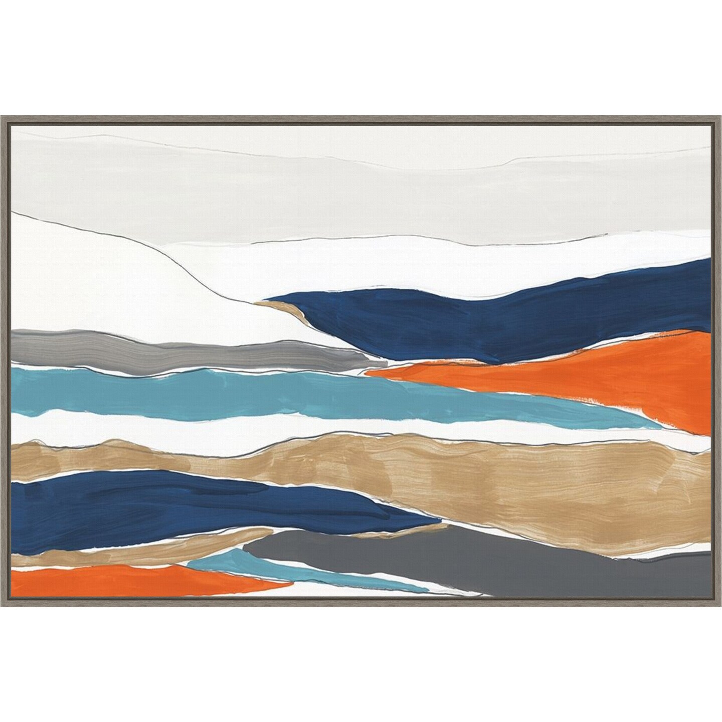 Orange Rolling Hills II by PI Studio 33-in. W x 23-in. H. Canvas Wall Art Print Framed in Grey
