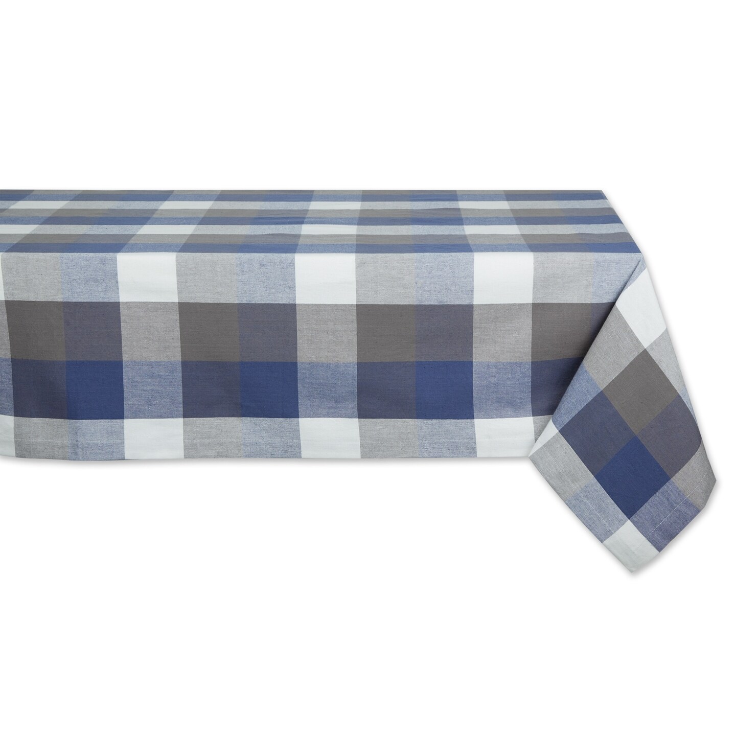 DII French Blue Tri Color Check Tablecloth