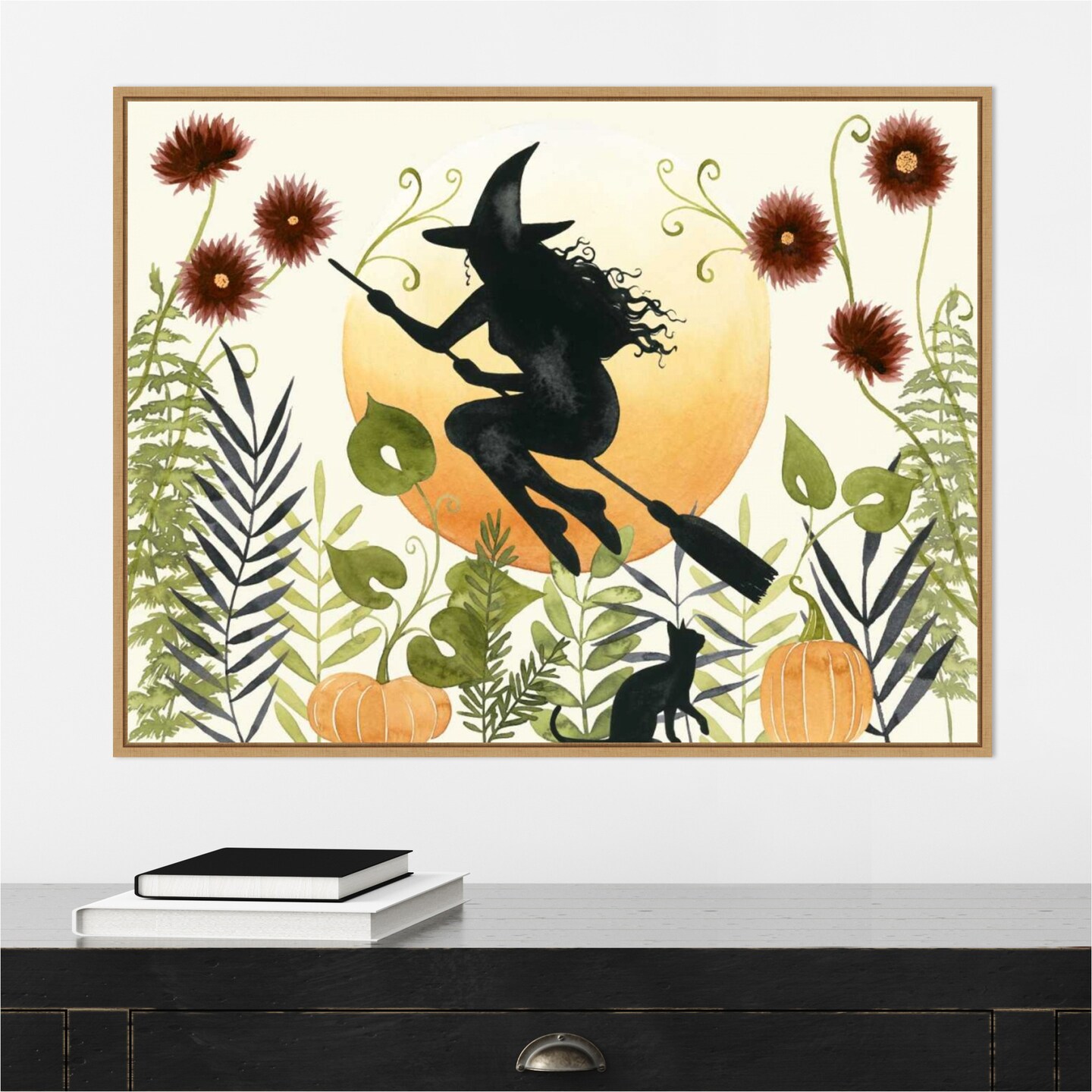 The Witchs Garden I by Grace Popp 30-in. W x 23-in. H. Canvas Wall Art Print Framed in Natural