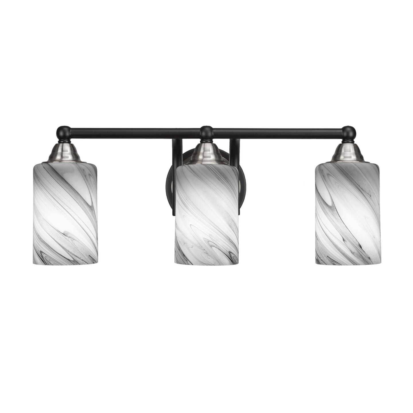 Paramount 3 Light Bath Bar In Matte Black & Brushed Nickel Finish With