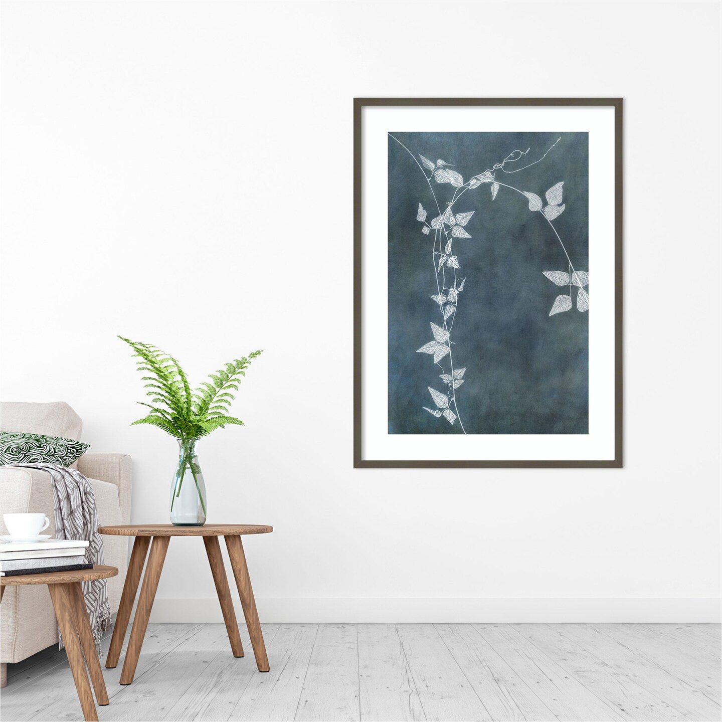 Ivy on Blue I by Dianne Poinski Wood Framed Wall Art Print 30 in. W x 41 in. H
