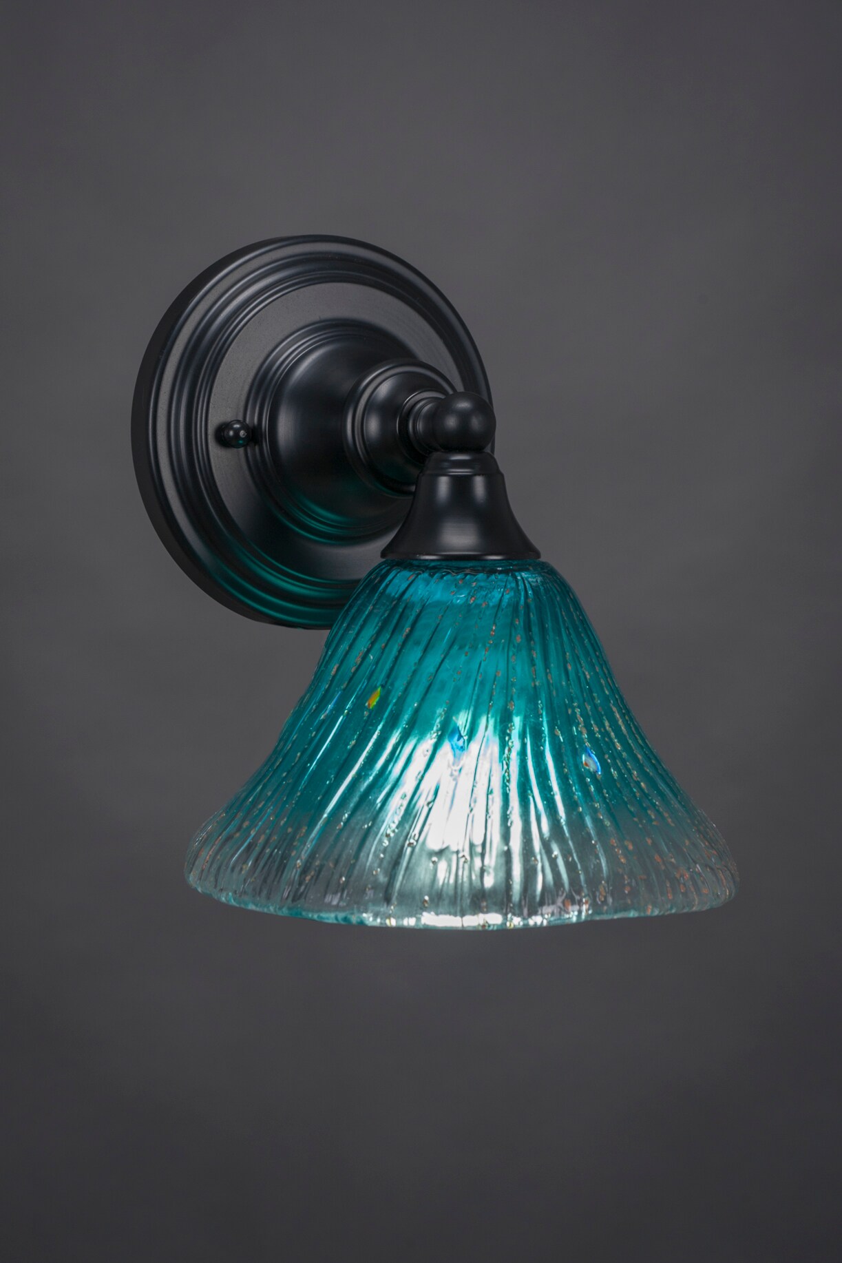 Wall Sconce Shown In Matte Black Finish With 7 Teal Crystal Glass