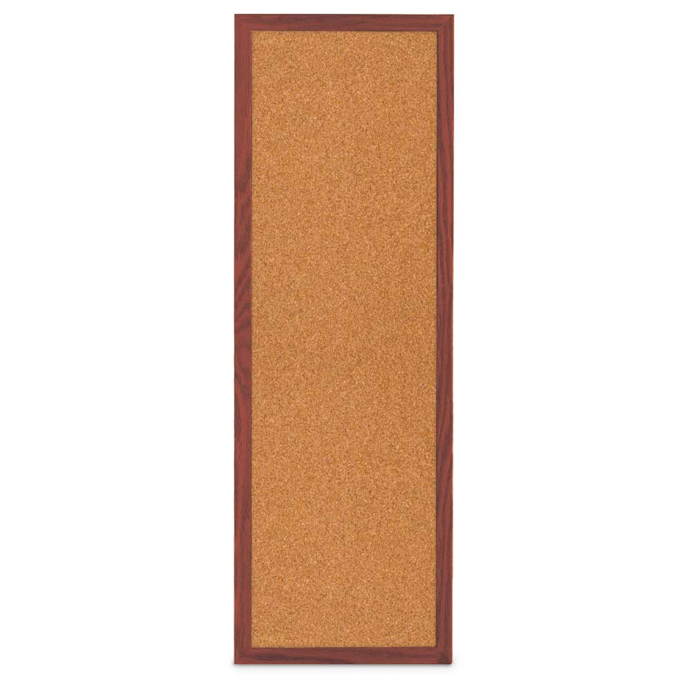 Self healing natural tan corkboard with cherry wood frame 12&#x22; x 36&#x22;