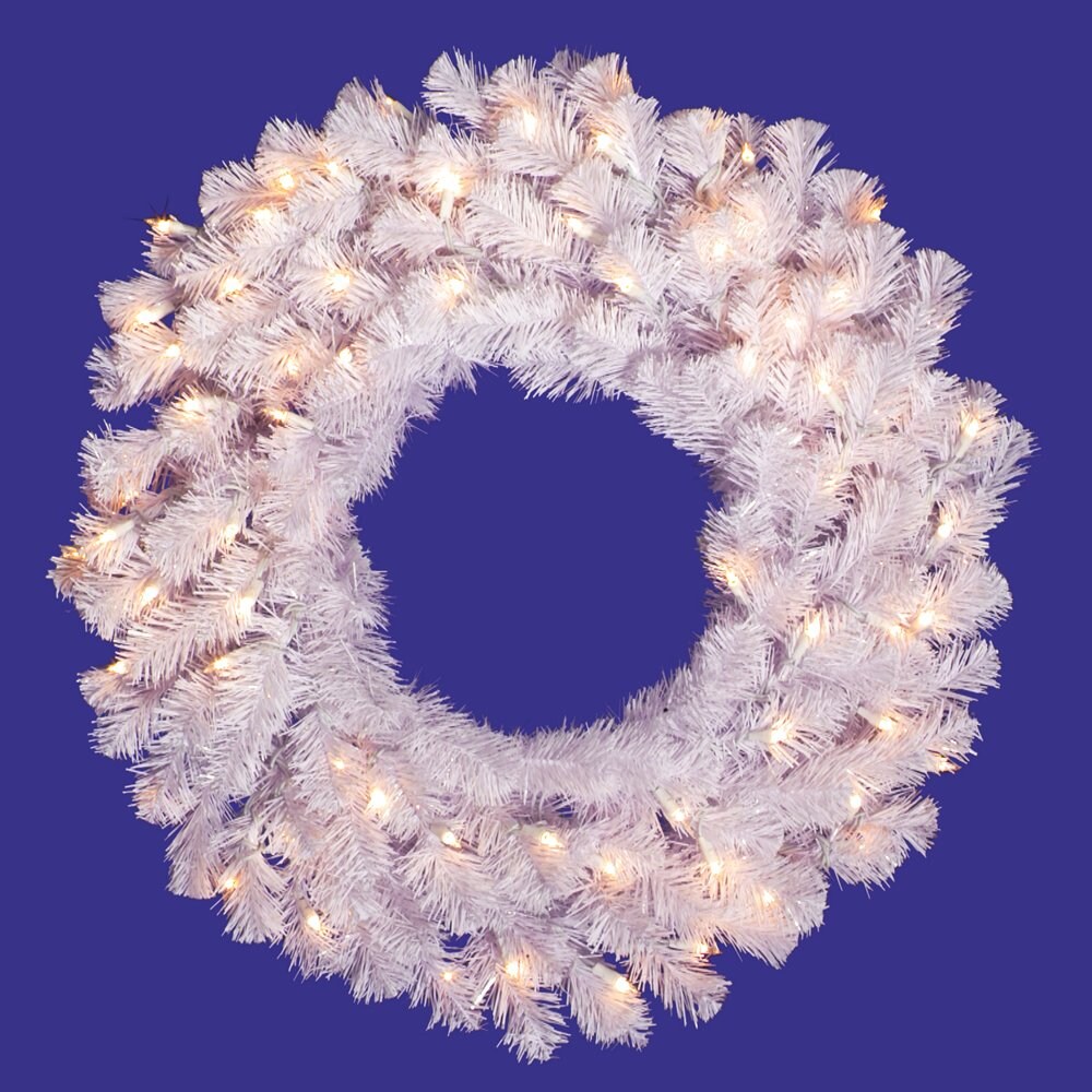 Perfect Holiday 30&#x22; Pre-Lit Christmas Crystal White Wreath