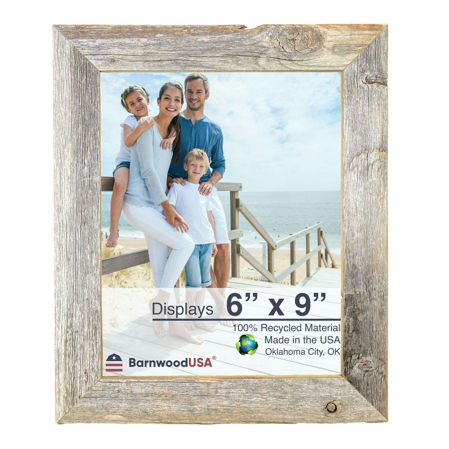 Rustic Farmhouse Standard 6 in. x 9 in. Tabletop Reclaimed Wood Picture Frame