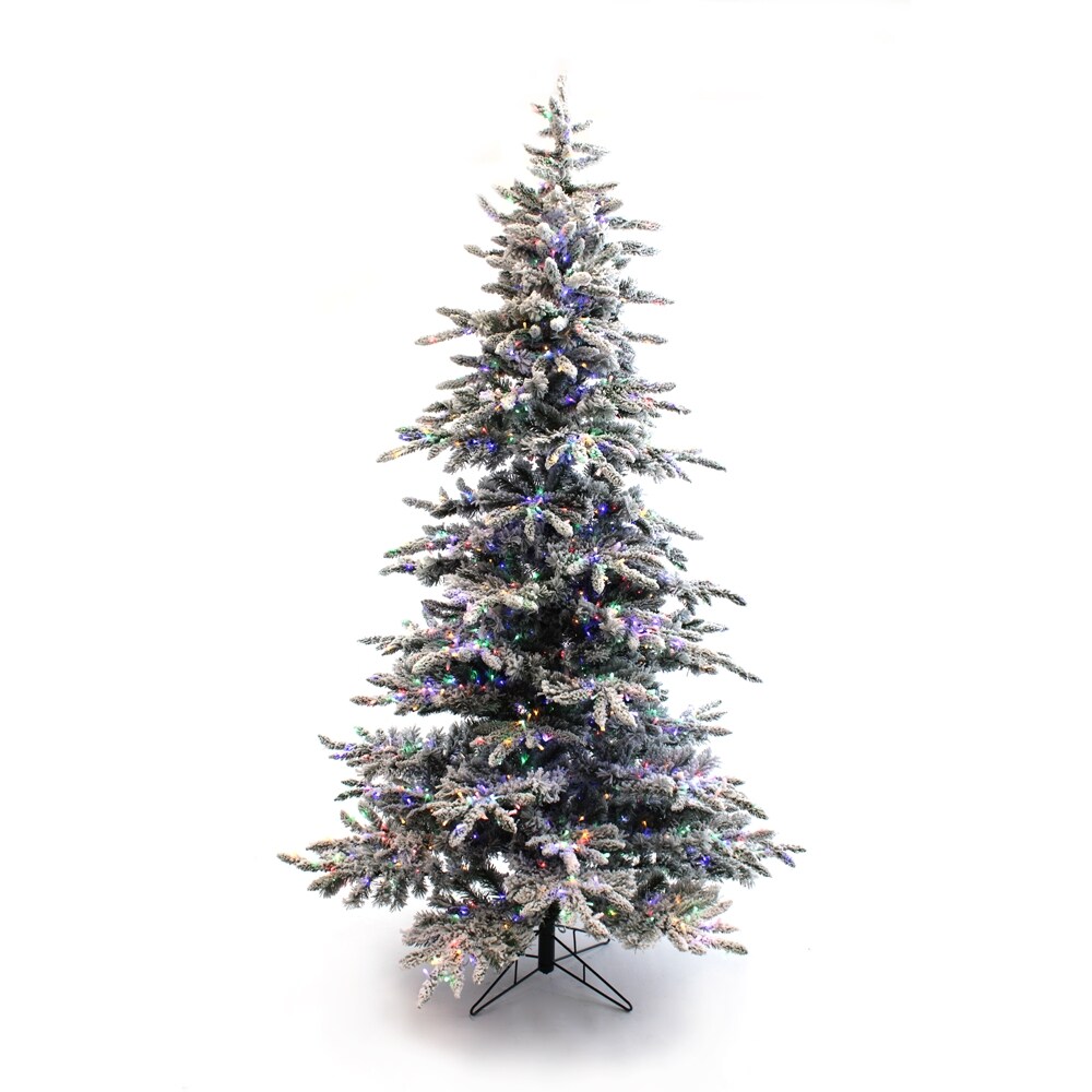Perfect Holiday Pre-lit Slim Flocked Christmas Tree