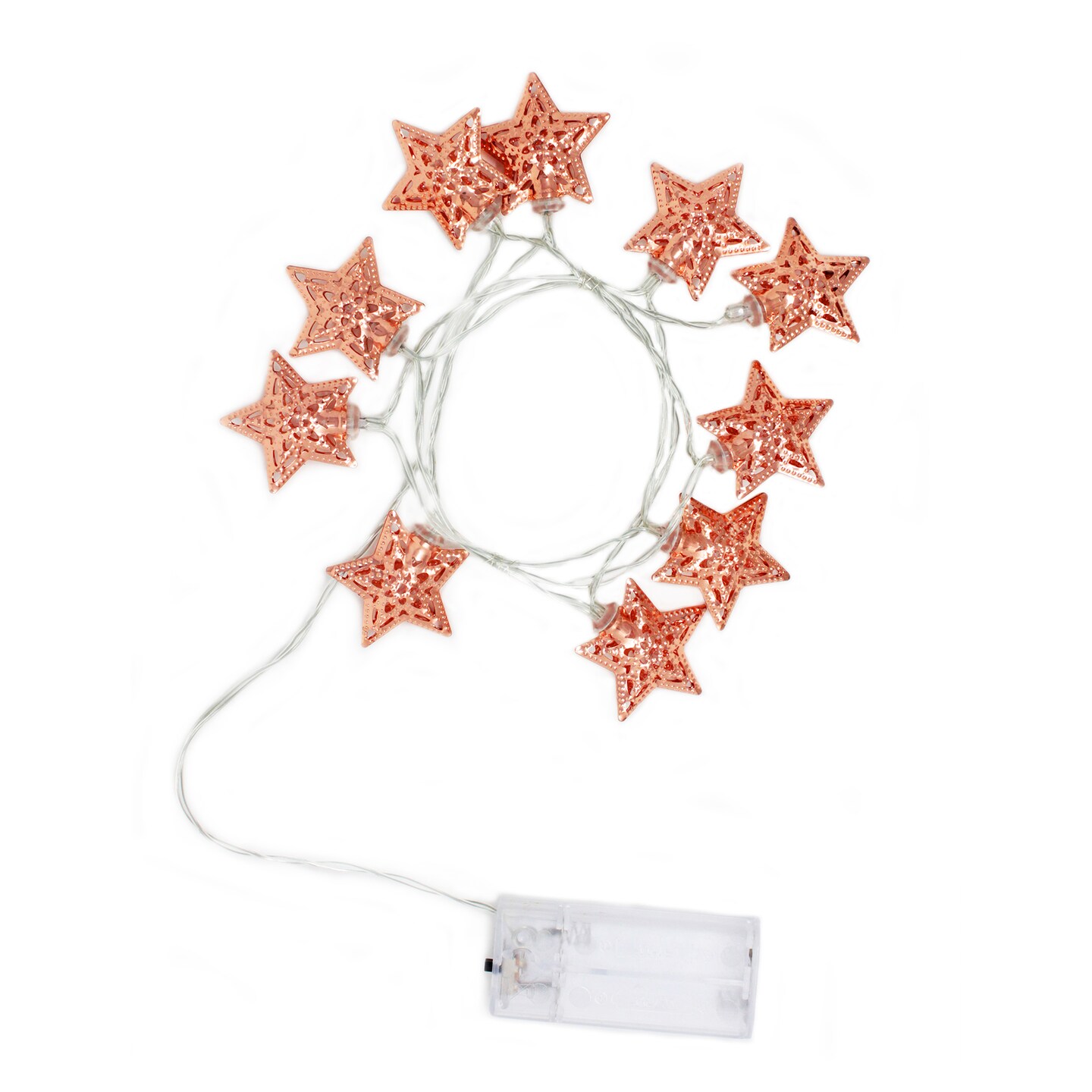 Perfect Holiday 10 LED String Light With Rose Gold Small Metal Star - Warm White