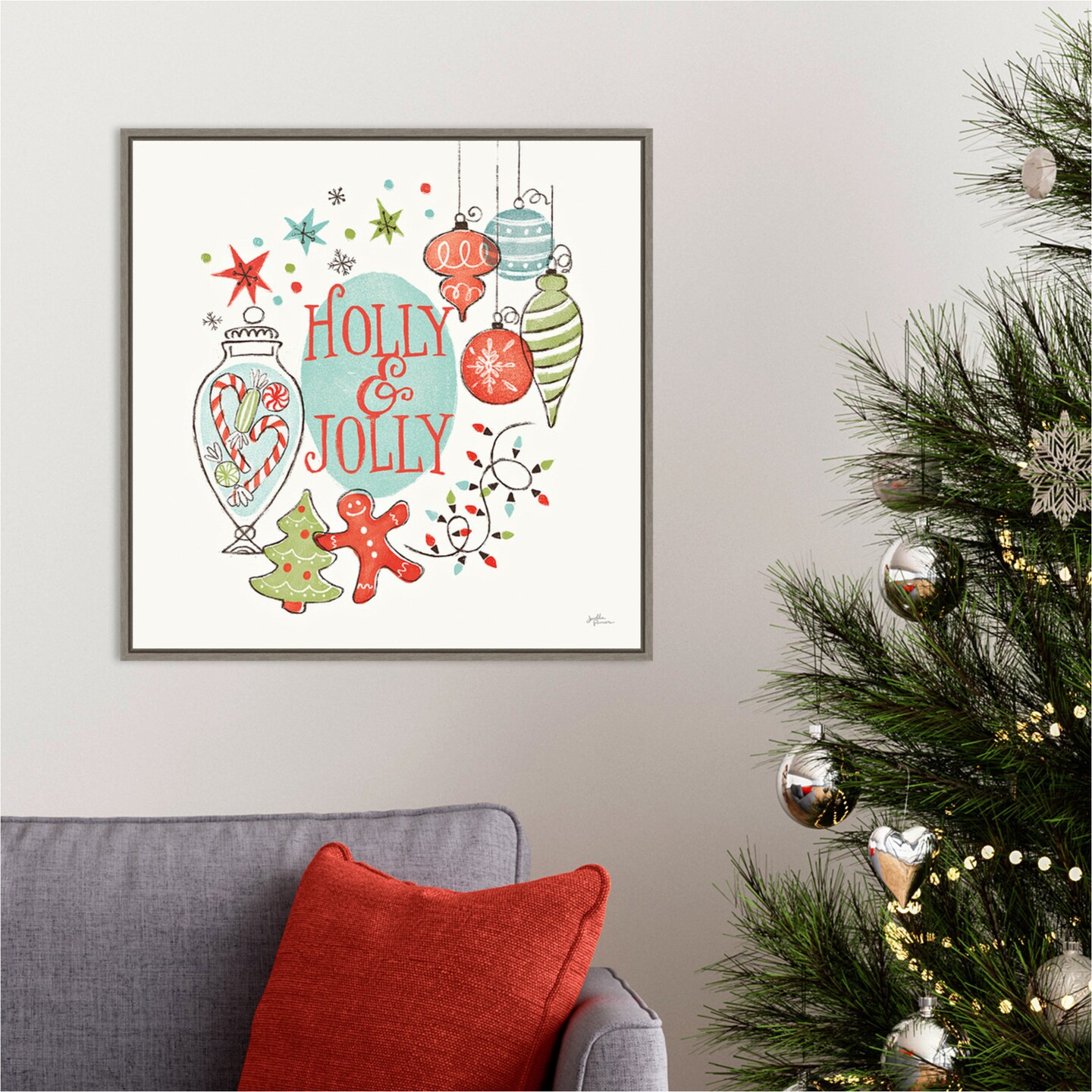 Retro Christmas IV by Janelle Penner 22-in. W x 22-in. H. Canvas Wall ...