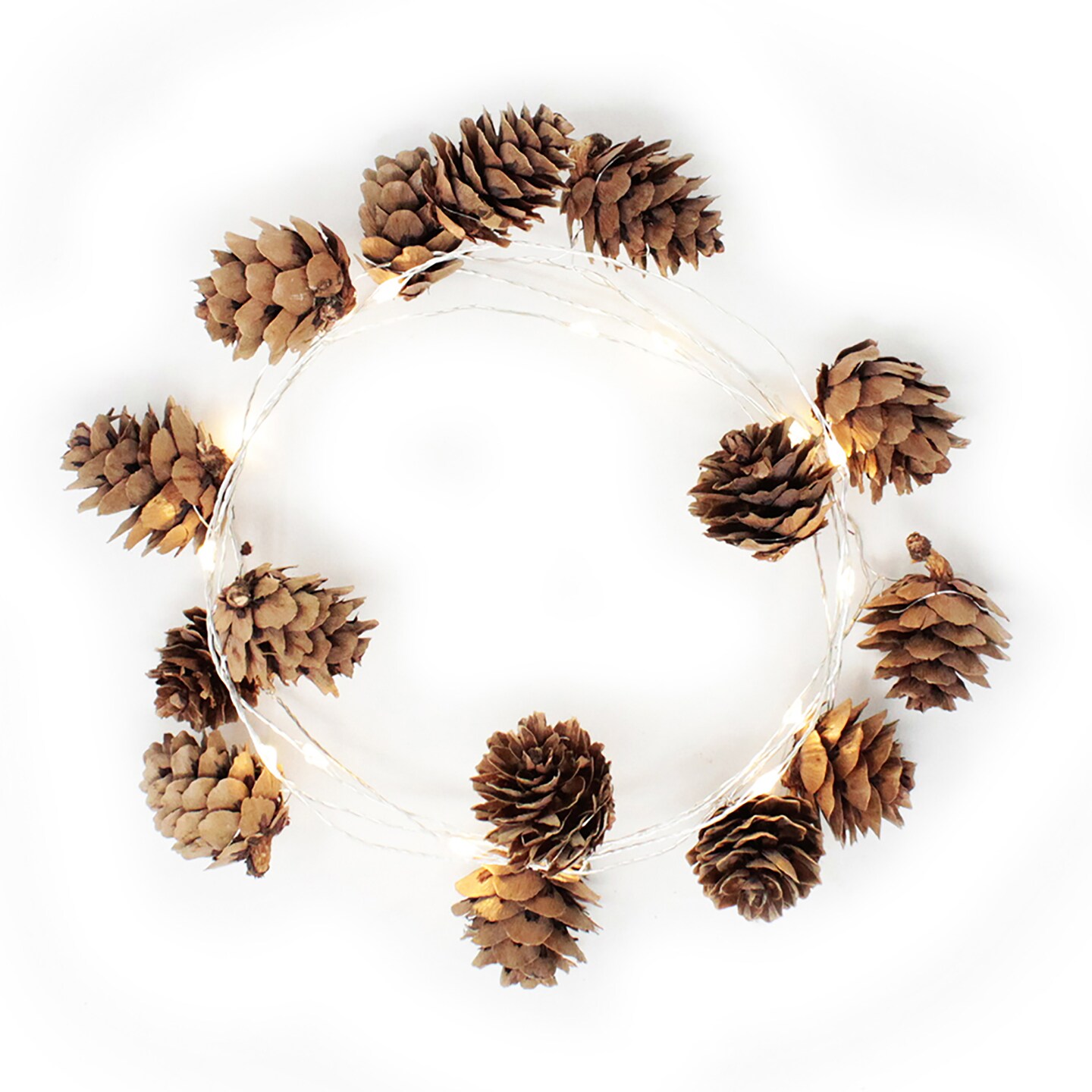 Battery Operated LED Iridescent Pinecone String Lights, 10 Warm