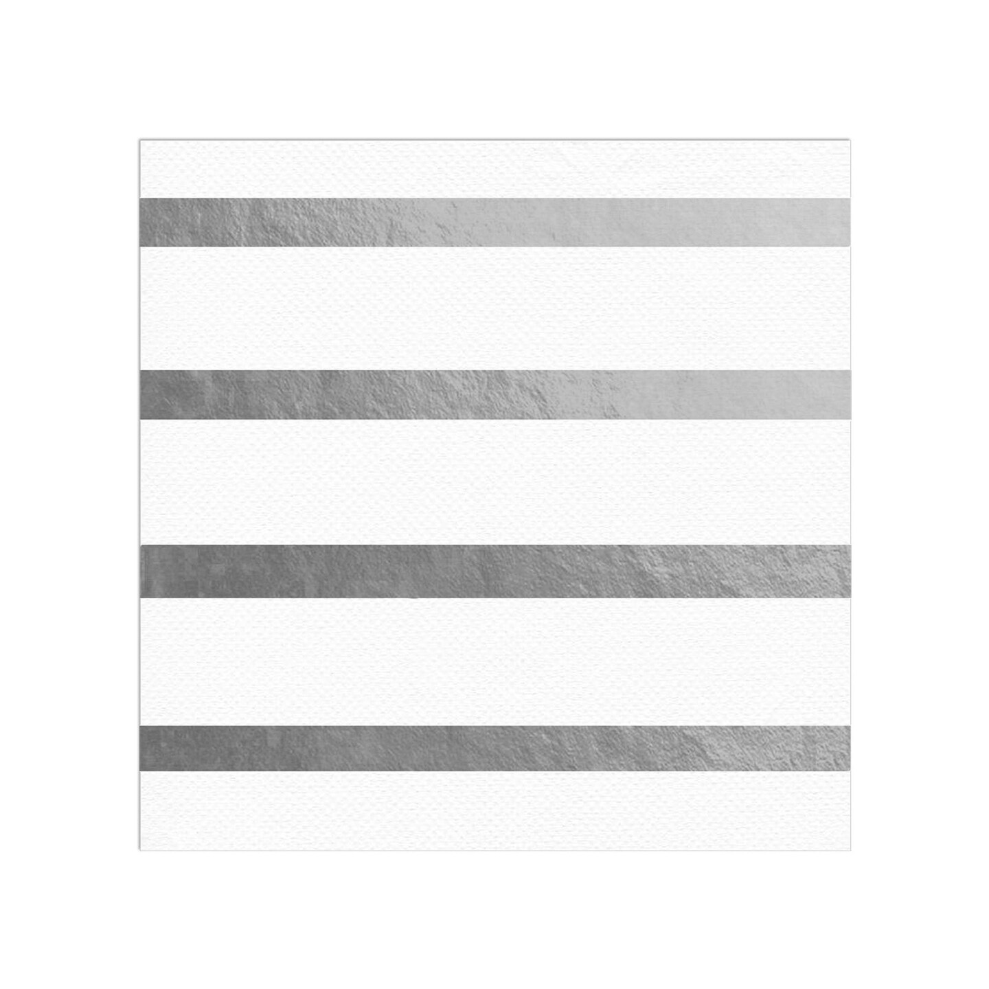 White with Silver Stripes Paper Beverage/Cocktail Napkins (600 Napkins