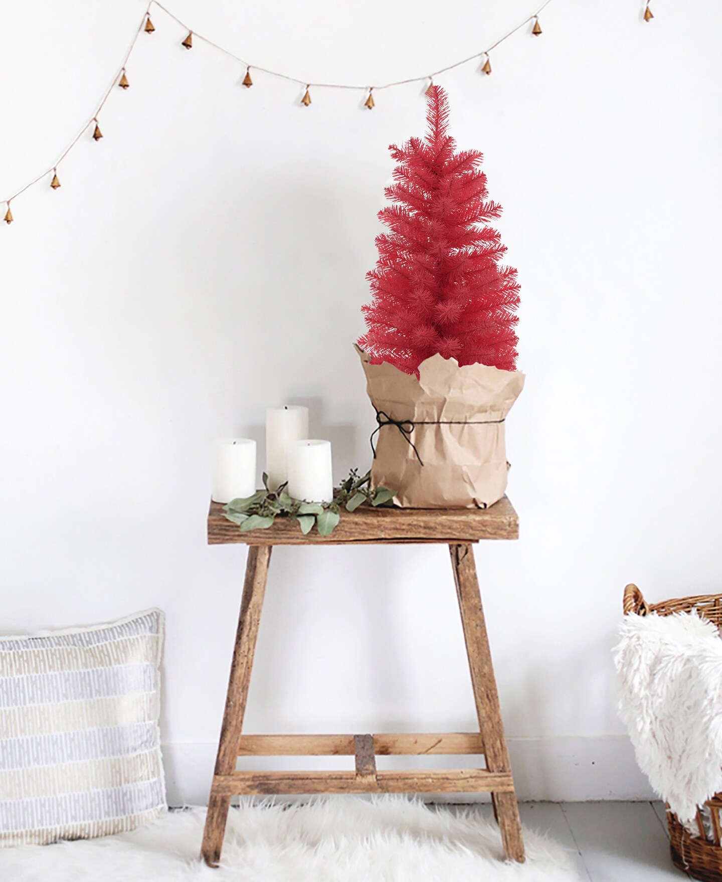 Perfect Holiday Noble Fir Pencil Christmas Tree with Plastic Stand