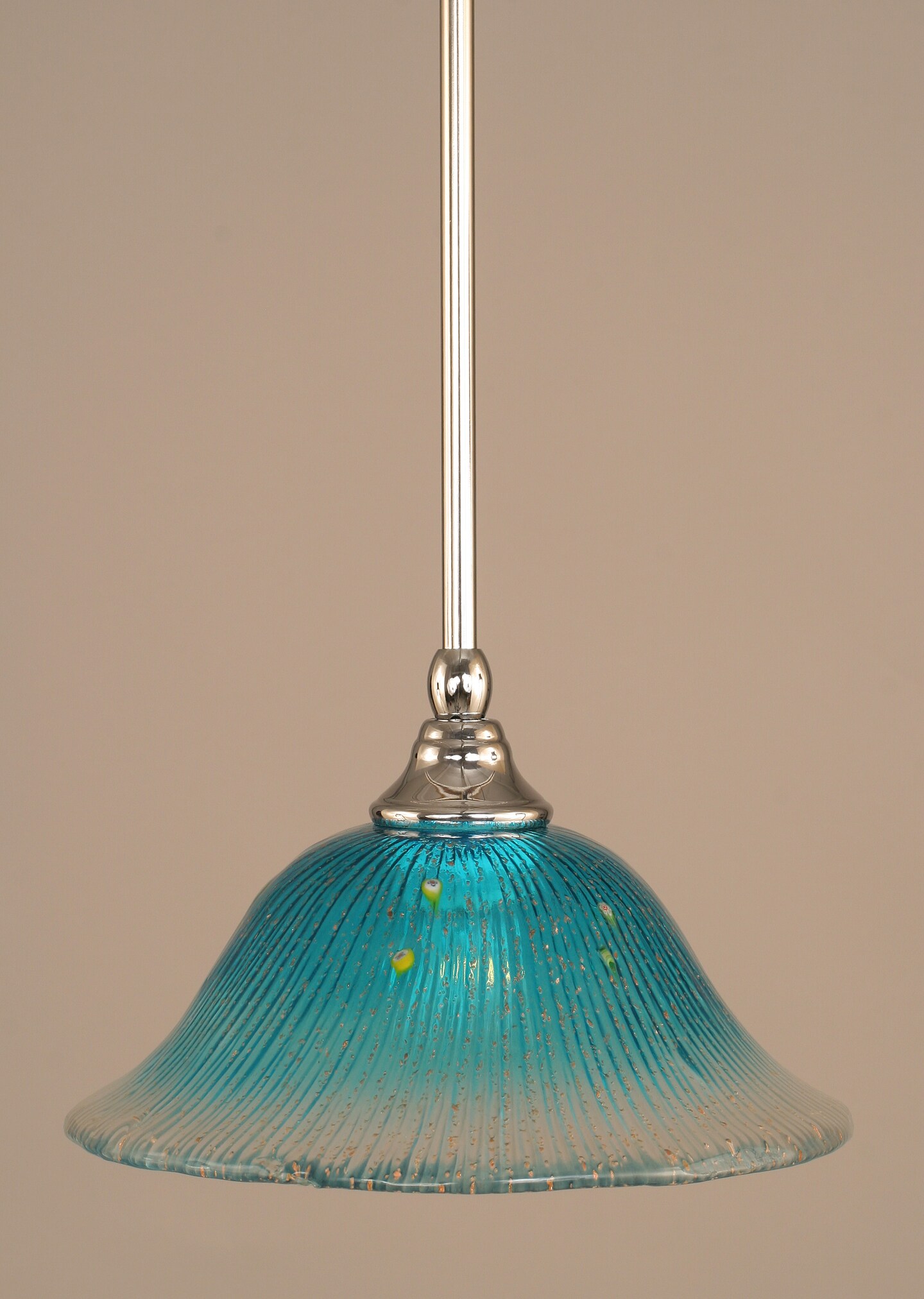 Stem Mini Pendant With Hang Straight Swivel Shown In Chrome Finish With 10 Teal Crystal Glass
