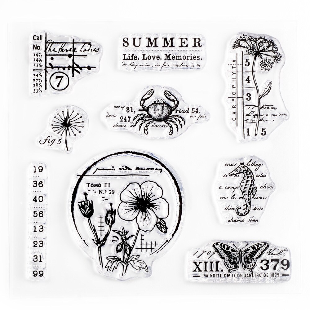 Summer Vintage Small Clear Stamps 4x4 inch by Wintertime Crafts