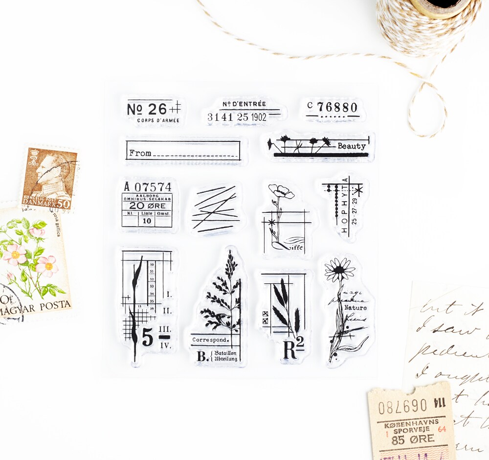 Vintage Floral Details Small Decorative Clear Stamps 4x4 inch by Wintertime Crafts