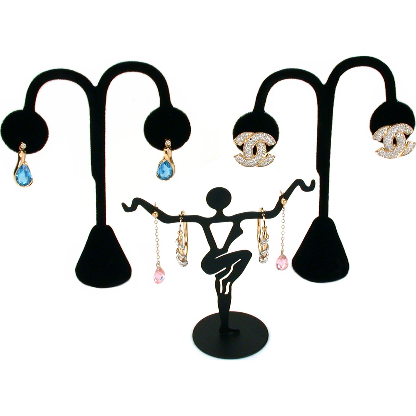 11 Piece Set Black Velvet Jewelry Displays Busts