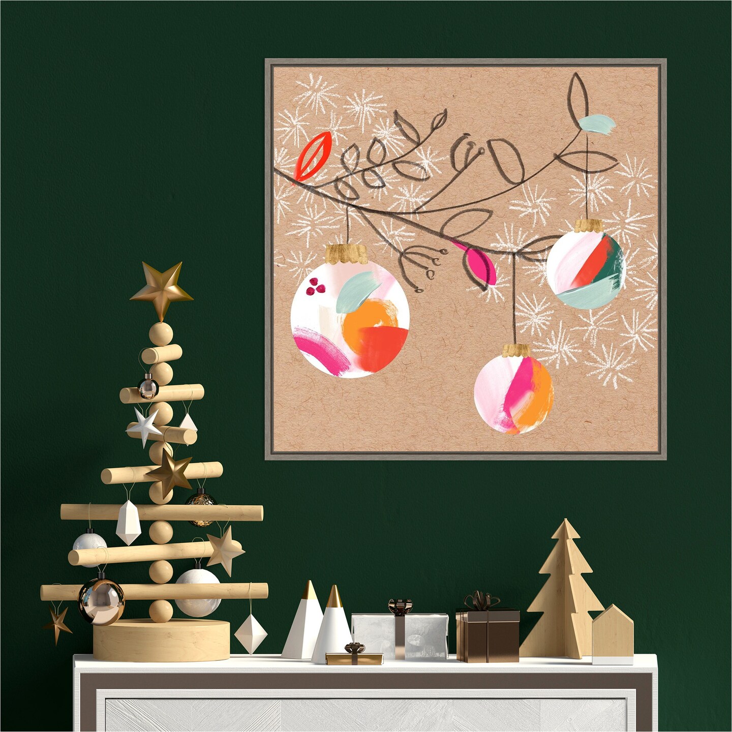 Crafty Christmas III by Jennifer Paxton Parker 22-in. W x 22-in. H. Canvas Wall Art Print Framed in Grey