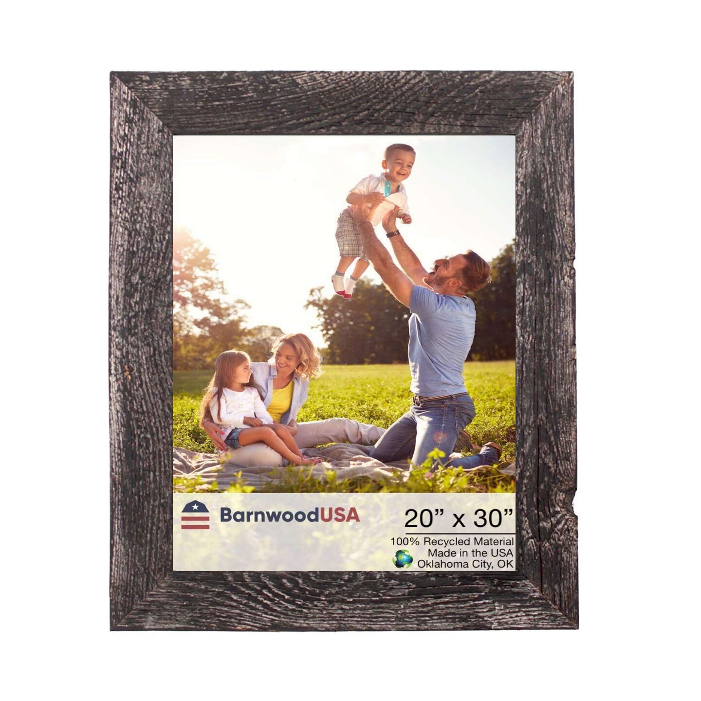 Rustic Farmhouse 20 in. x 30 in. Reclaimed Wood Picture Frame