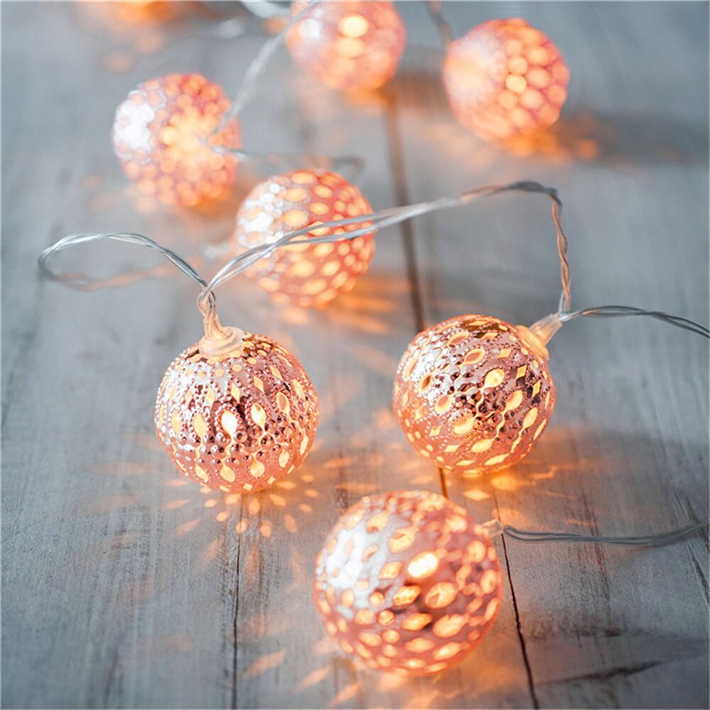 Perfect Holiday 10 LED Rose Gold Moroccan String Light - Battery Operated