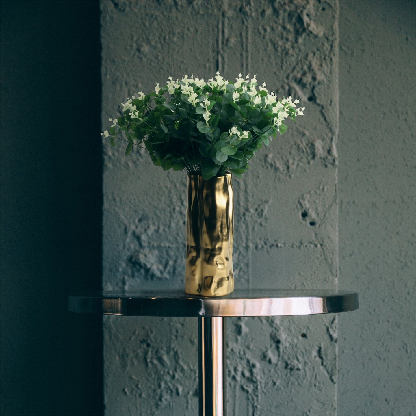 Eucalyptus Stems Artificial Bouquet Plastic Greenery Faux Plants Silk Green Leaves Fake Flowers 20” Tall, Bulk 6pcs