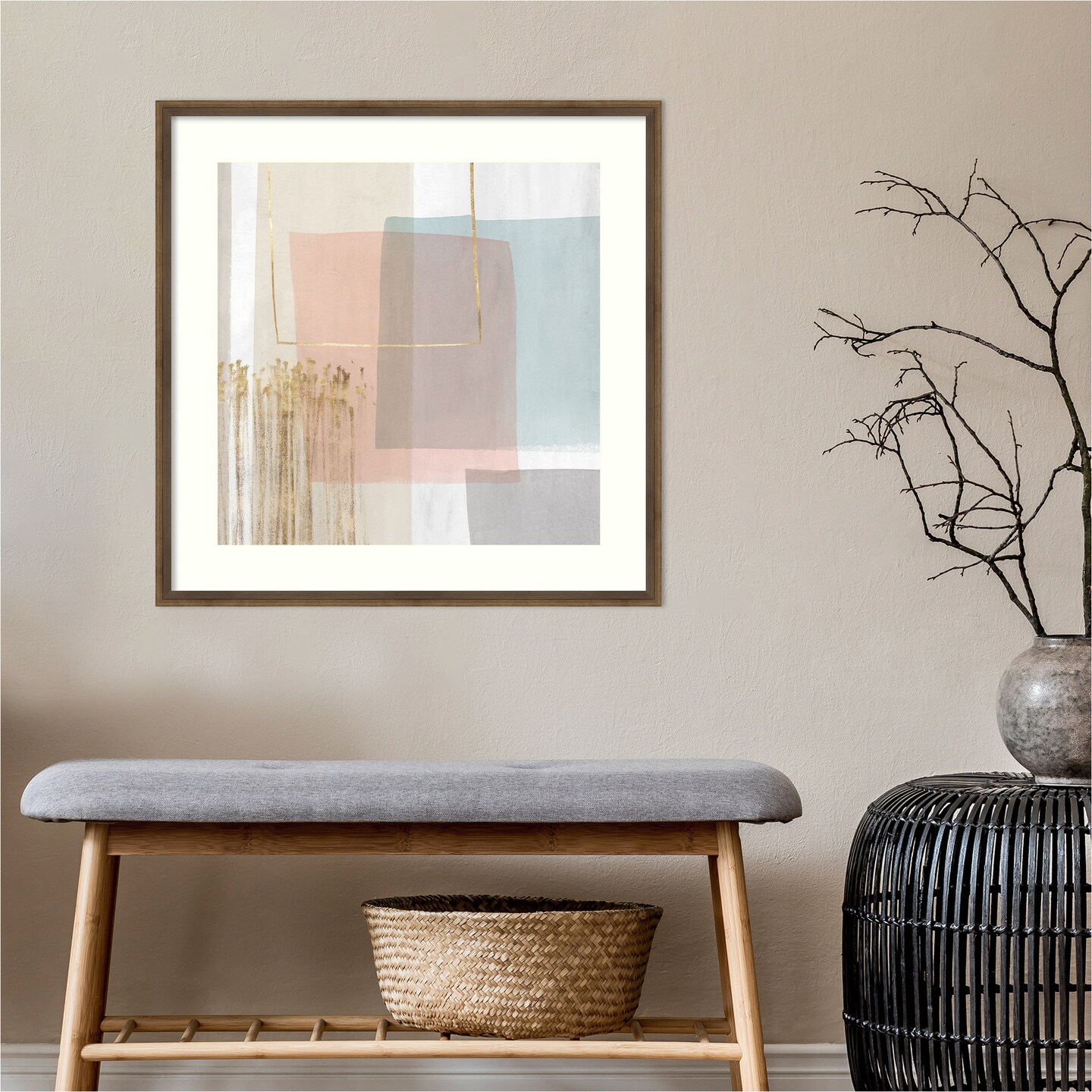 Blushed I by PI Studio Wood Framed Wall Art Print 26 in. W x 26 in. H
