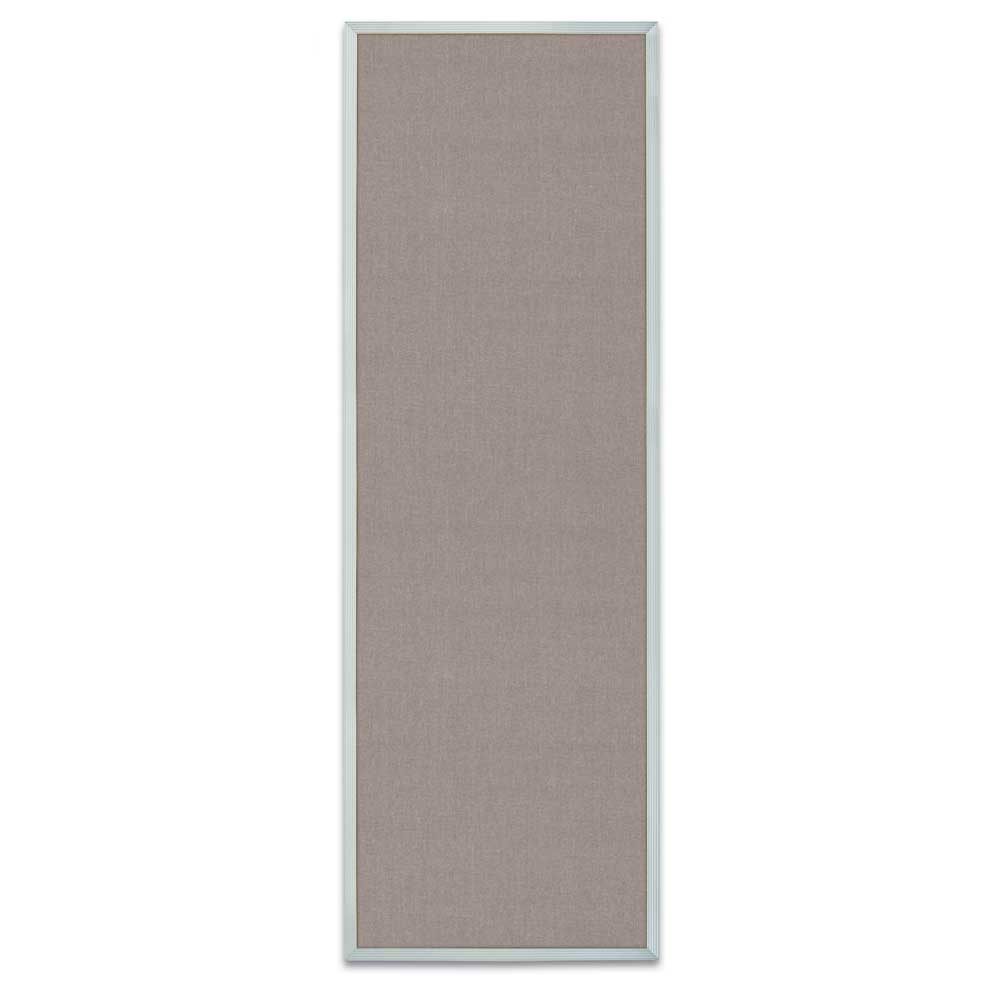 Satin aluminum framed corkboard with Pearl fabric 12&#x22; x 36&#x22;