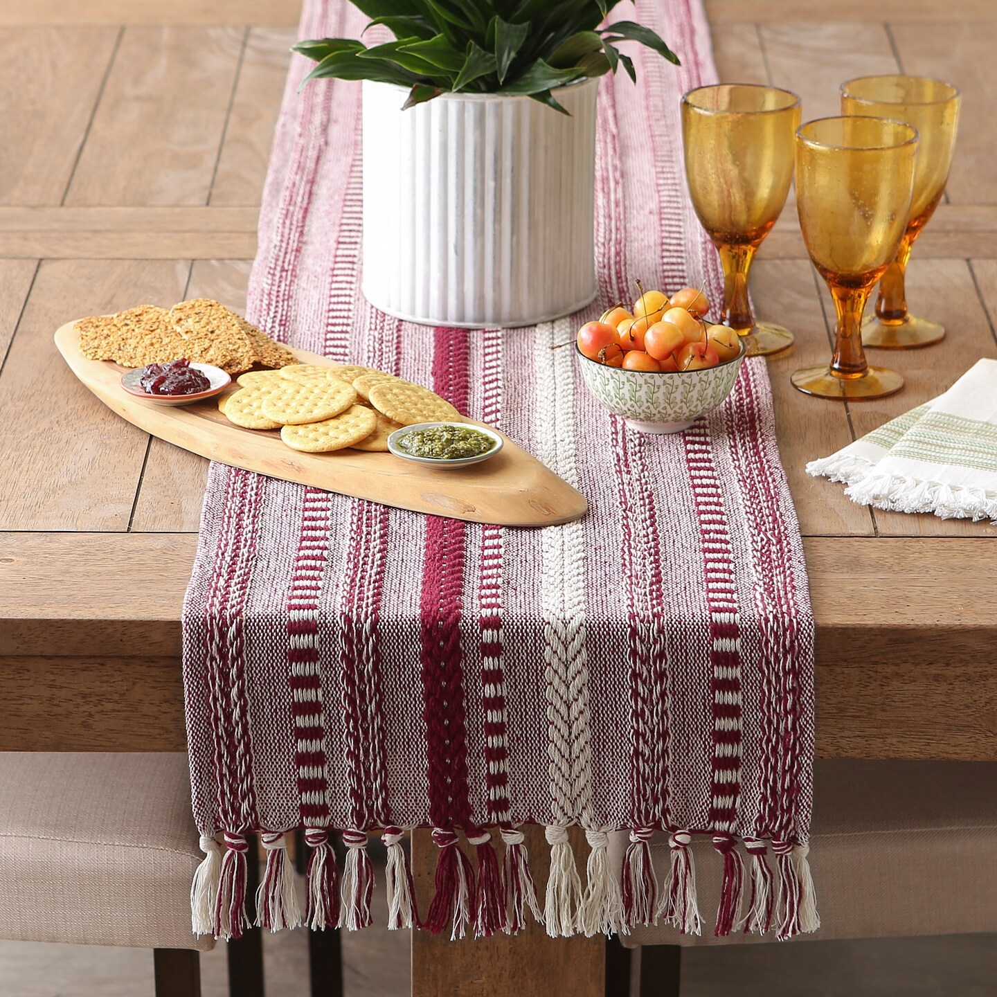 DII Wine Braided Stripe Table Runner 15x72 Michaels