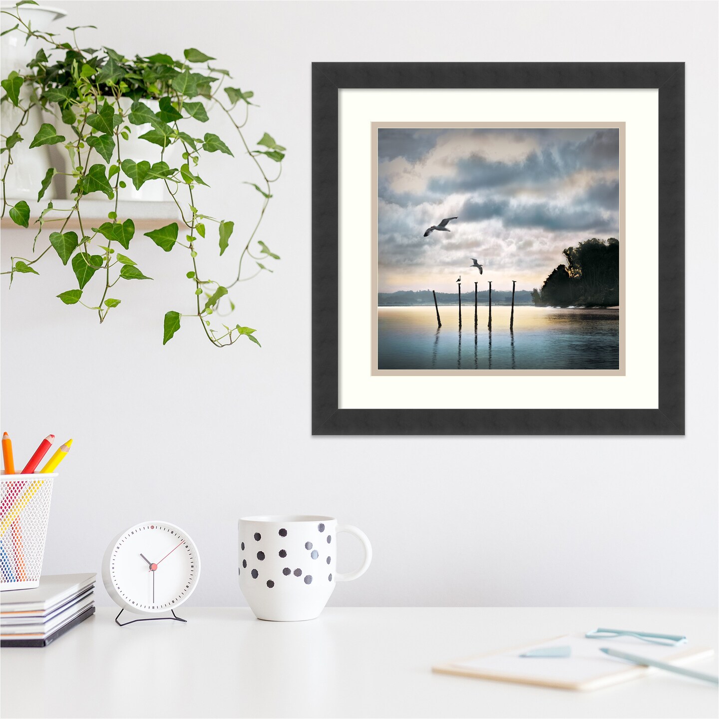 Circling Skies by William Vanscoy Wood Framed Wall Art Print 18 in. W x 18 in. H