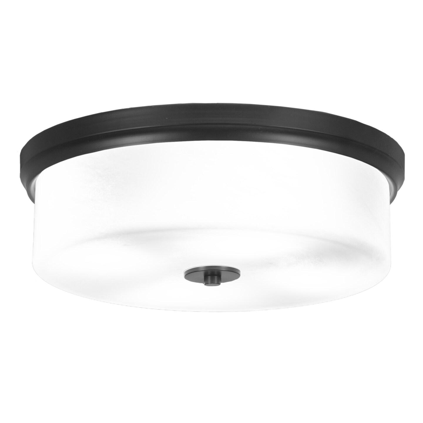 17" Flush Mount, 4Bulb Shown In Matte Black Finish With White Marble