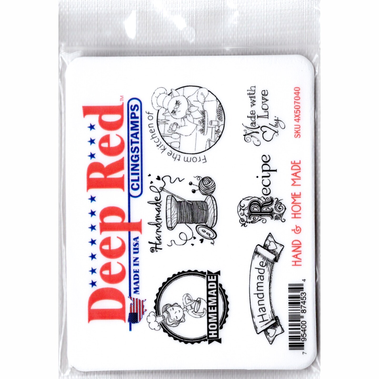 Deep Red Stamps Hand and Home Made Rubber Cling Stamp 4 x 2 inches