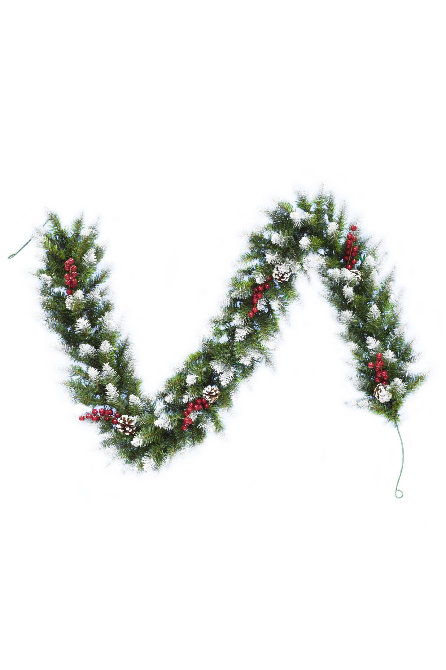 Perfect Holiday 6ft Snow Flocked Camdon Fir Garland With Pine Cones And Berry Clusters