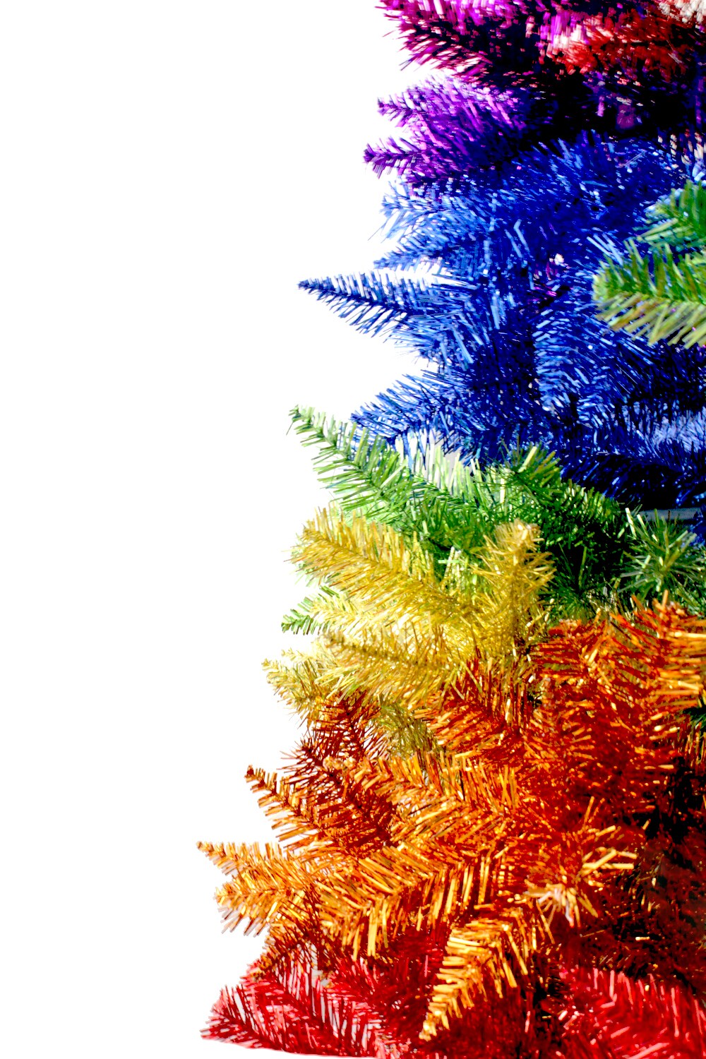 Perfect Holiday Rainbow Spruce Christmas Tree With Red Metal Stand