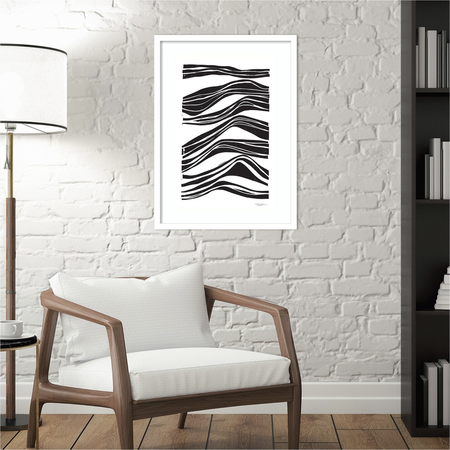 Abstract Waves by Statement Goods Wood Framed Wall Art Print