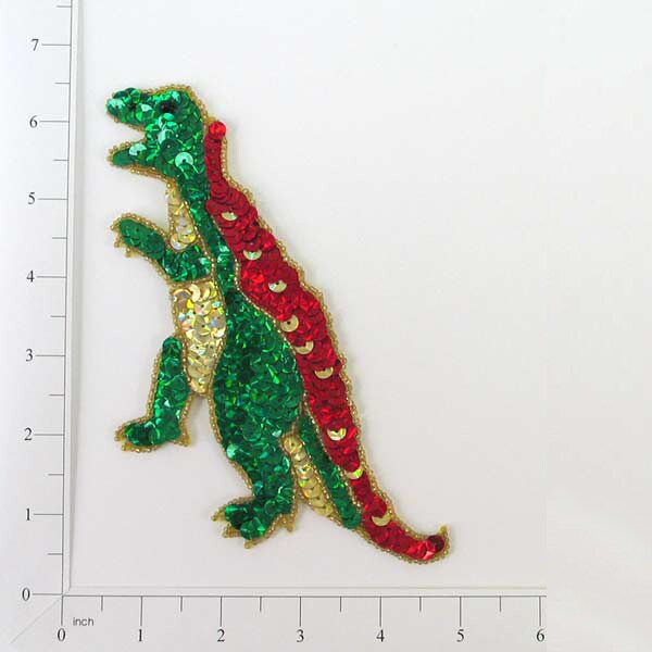 7 1/4&#x22; x 3&#x22; T-Rex Dinosaur Sequin Applique/Patch