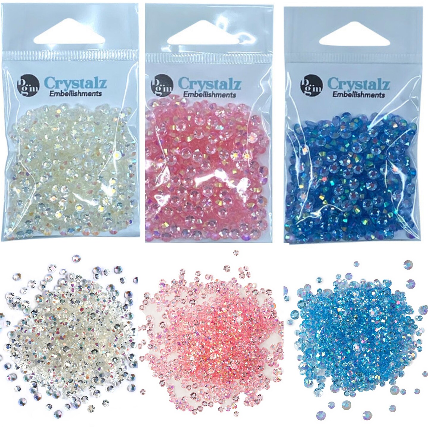 Buttons Galore AB Finish Crystals Soft Colors - 30 grams, about 1200 gems