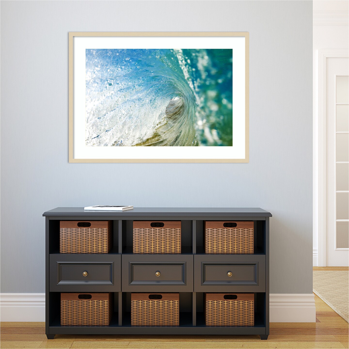 Beautiful Hawaiian Wave by Design Pics Danita Delimont Wood Framed Wall Art Print 41 in. W x 30 in. H