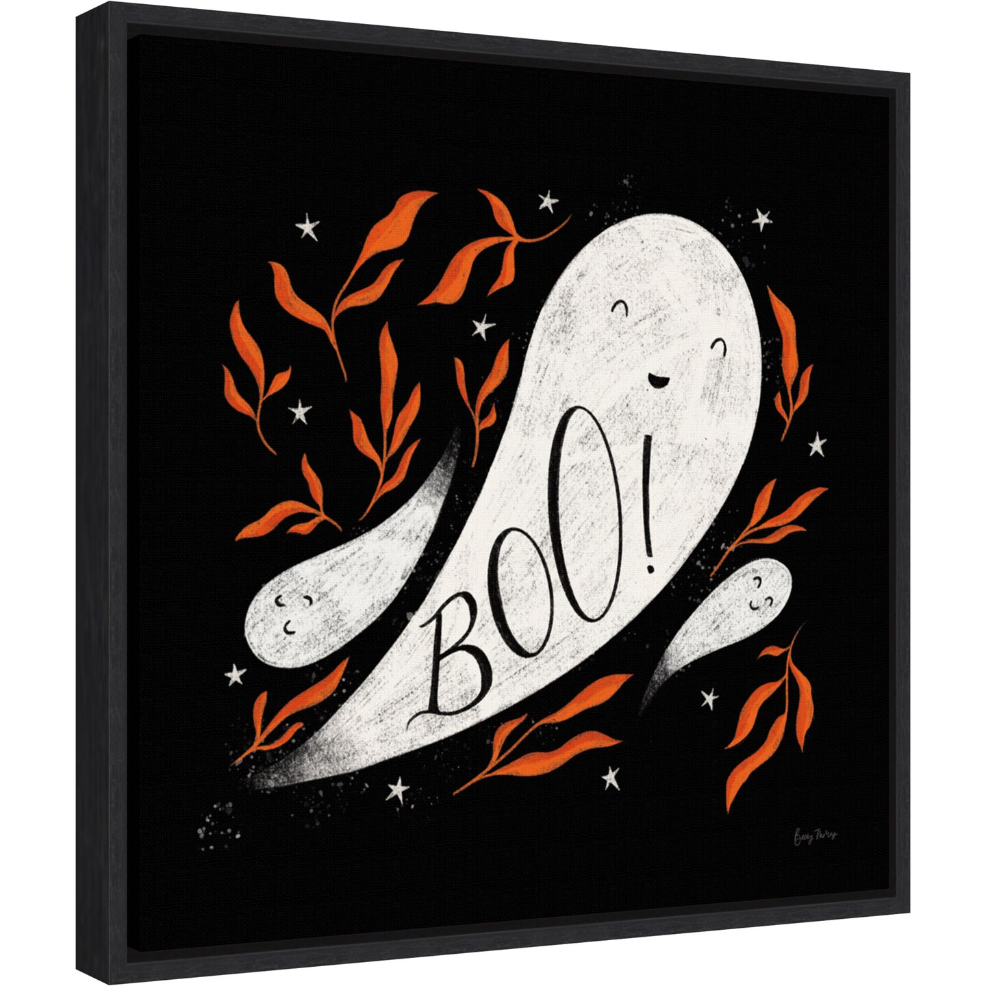 Cute Halloween III by Becky Thorns 16-in. W x 16-in. H. Canvas Wall Art Print Framed in Black